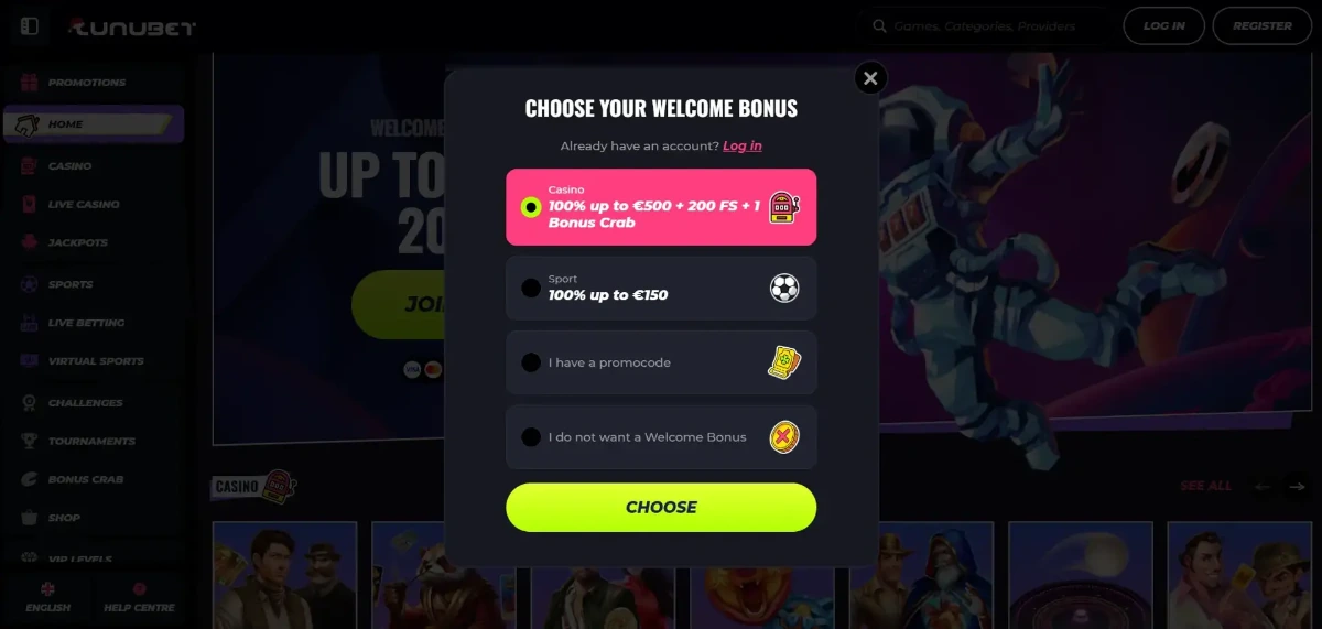 choose your bonus lunubet | válaszd ki a bónuszodat lunabet